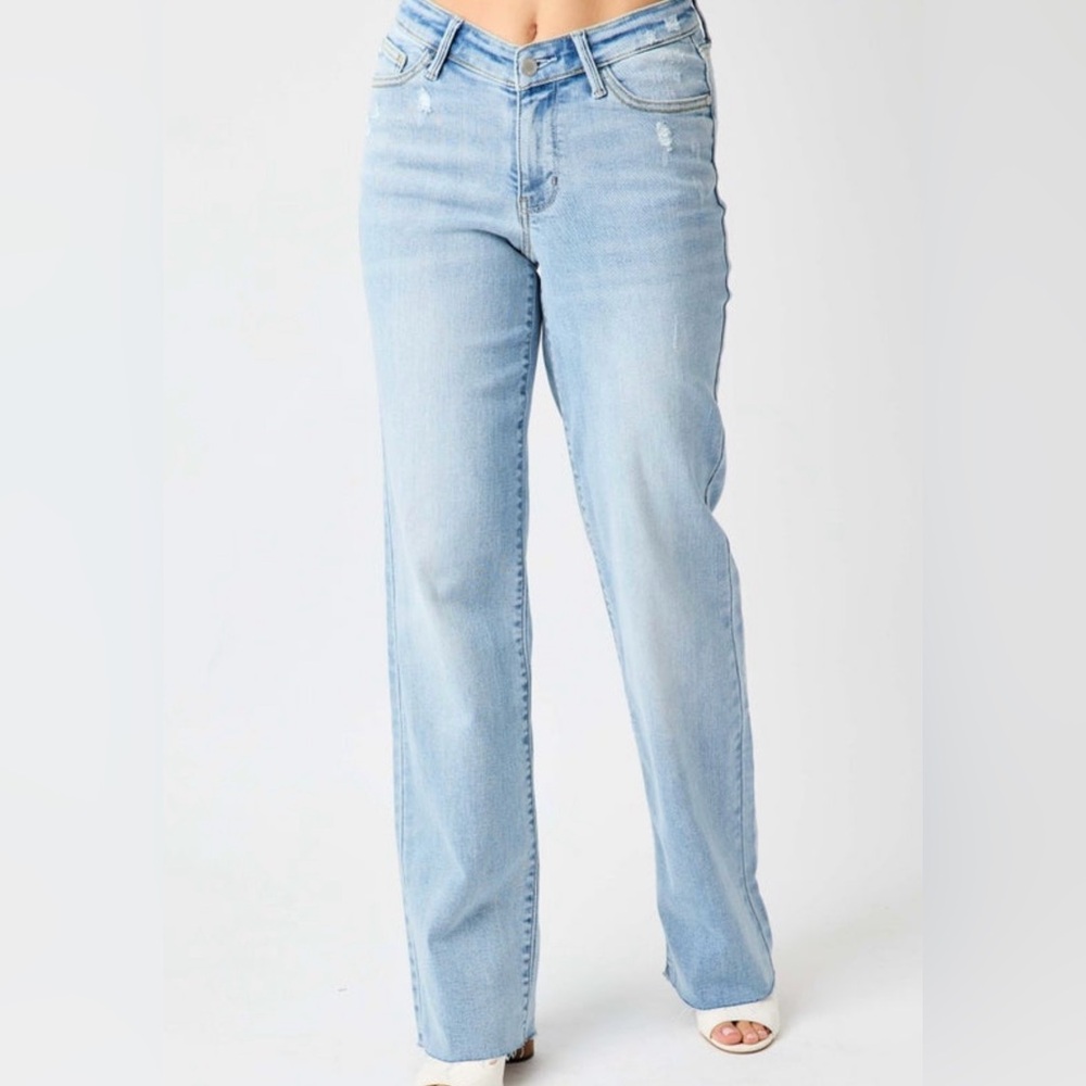 Judy Blue Hi Waist V Front Waistband Straight Fit Jeans NWT Sz 5/27